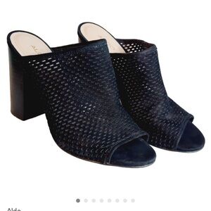 Aldo Black Mesh Women's Thiasa Peep-Toe Slides Size 7.5 Gently Used